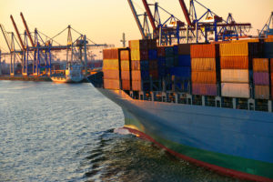 Freight container ships in Hamburg harbour, Germany. Freight container ships in Hamburg harbour, Germany.